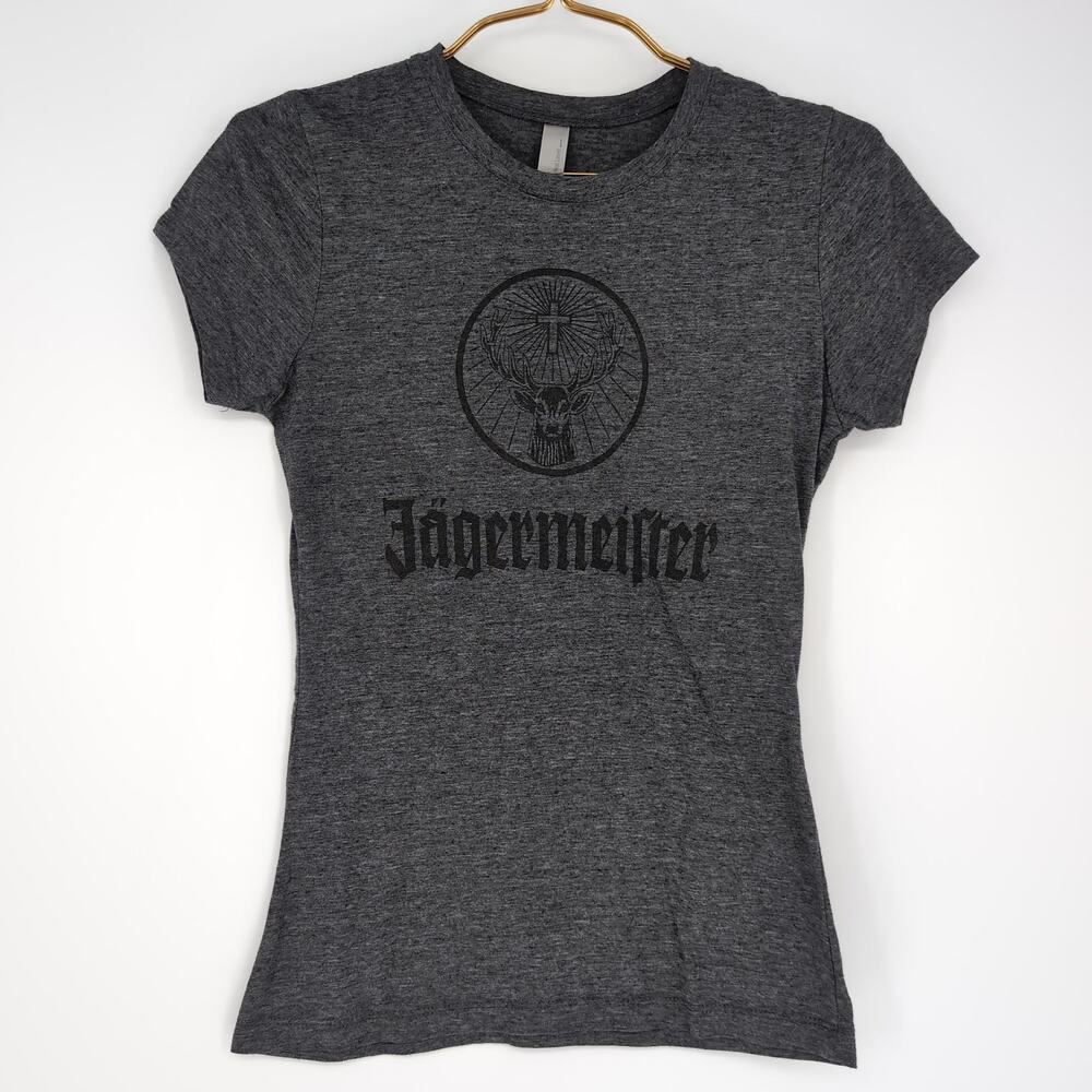 Jagermeister Women's Gray Grey Crewneck Graphic T-Shirt Tee Top - Size M - VGUC